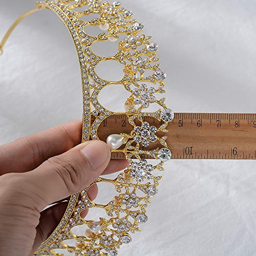 SSNUOY Злато Булчински Тиара за Свадба Жените Бисер Круна Принцеза Матурска Headband