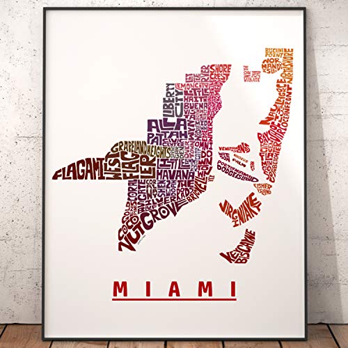 Јужна Плажа Мајами Соседството Карта се Печати, потпишани се печати на мојата оригинална рака подготвени Мајами типографија