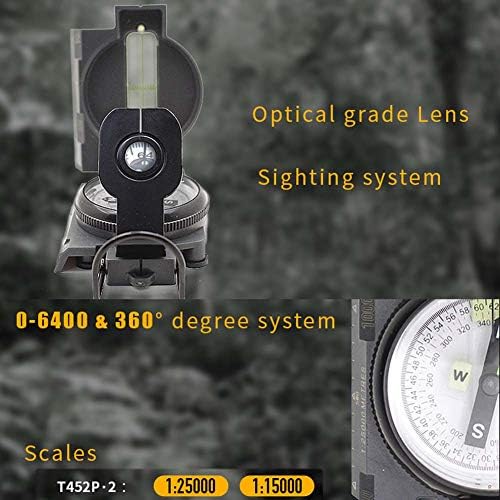 KanPas Воена Опстанок Lensatic Sighting Компас со Inclinometer (T452P-2)