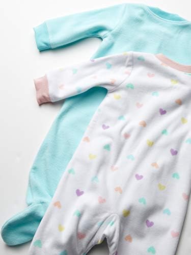 Амазон Essentials Унисекс Бебиња' Microfleece Нозе Zip-Пред Спиење и да Игра, Пакување од 2