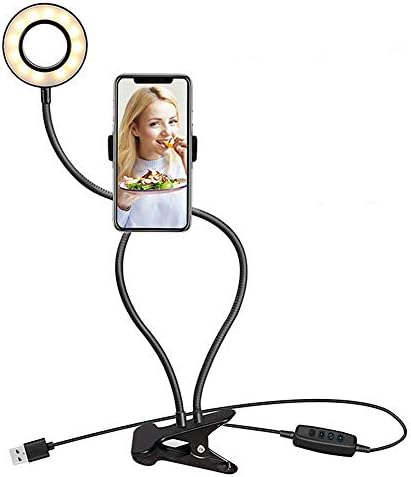 Yimidear Мобилен Телефон за Носител со Selfie Прстен Светлина за Live Stream и Шминка Универзален Мобилен Телефон Клип