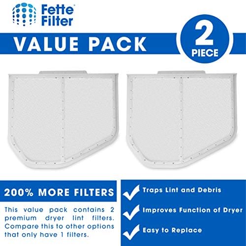 Fette Filter Pack 2 Фен Lint Екран Catcher | Компатибилен со Џакузи W10120998, Kenmore, Maytag Фенови | Премиум Квалитет