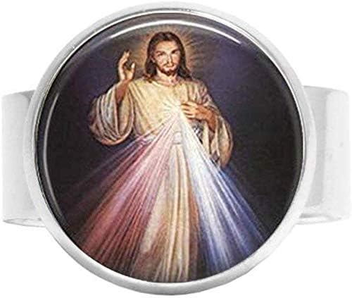 Божествената Милост Католичката Накит Исус Накит Шарм Прстен Гроздобер Уметност Фото Накит