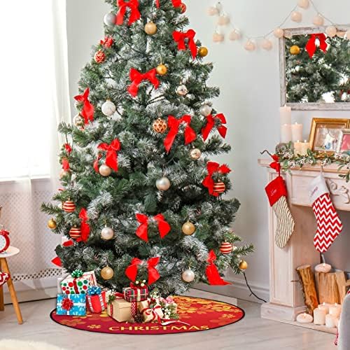J JOYSAY Божиќ Златна Цреша Среќен Божиќ Дрво Стои Мат Водоотпорен Кат Празнична Заштита на Дрвото Мат за Празник Украси