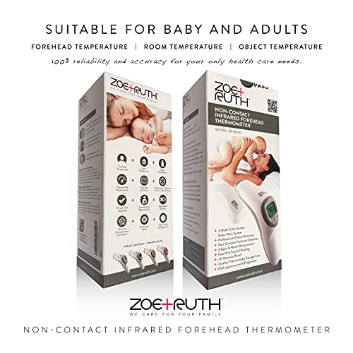 Бебе Термометар - Не-Контакт Челото Инфраред Дигитален Термометар + Пластични Случај со Zoe+Рут. Точни Стручни Медицински