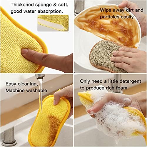 PKKJ Microfibre Кујна Чистење Чистењето Сунѓери за Обновливи пример, перење на садови Облека Двојна Акција за Чистење Сунѓери