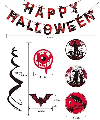Среќен ноќта на Вештерките Банер и Крв се Вртат Виси Декорација(Pre-Нанижани) : Зомби Вампир Крв лилјак Духови Око,ноќта