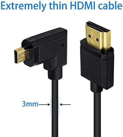 Duttek Micro HDMI да се Стандарден HDMI Кабел, Micro HDMI да HDMI Адаптер Кабел, Екстремни Тенка Десна Аглеста Micro HDMI