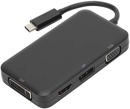 PRAIA Адаптер Конвертор,USB 3.1 Адаптер Кабел 4K Тип В за ДП/за HDMI/VGA/DVI 4‑во‑1 Адаптер Конвертор Црна