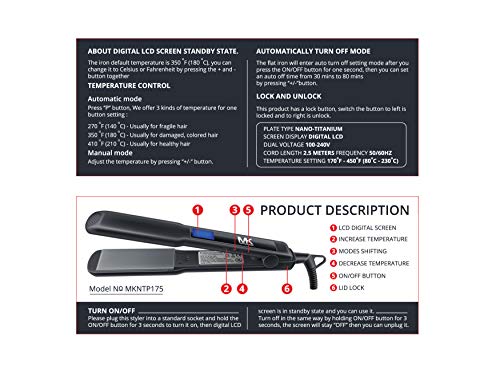 МК Нано Титаниум Про Коса Straightener 1.75 инчен - Отворете Напон 110 - 240 V