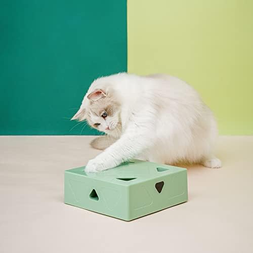 SDLAJOLLA Трајни Мачка Играчки, Автоматски Смешно Мачка Кутија со 7 Дупки Автоматско Пердув Глувци Опседнат Забава Интерактивни