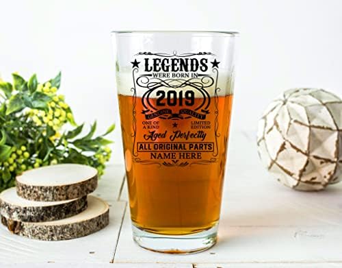 Prezzy Персоналните Легенди Биле Родени Во 2019 Пиво Стакло 3-ти Роденден Пивце Очила 3 Години Пиење Чаша 16oz